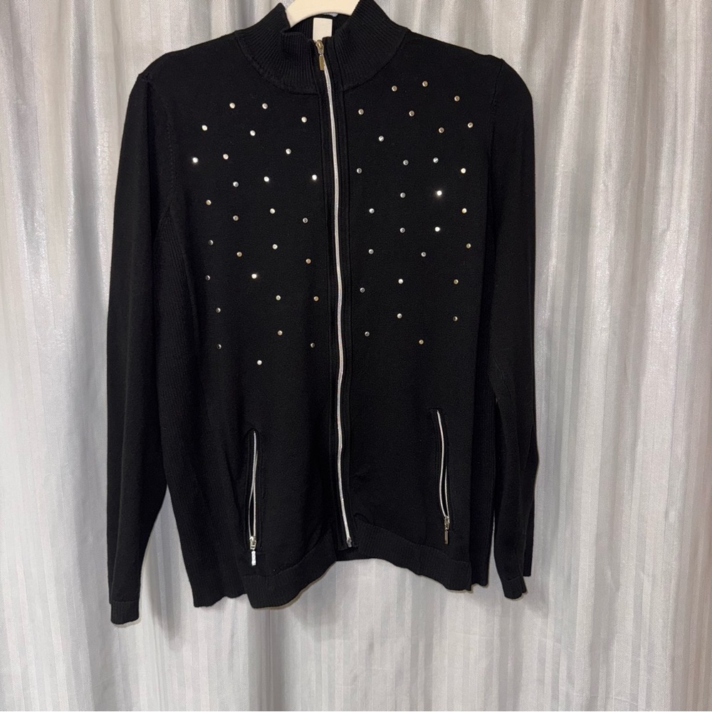 Chico's Zenergy Black Studded Golf Bomber Jacket Chico’s size 2
